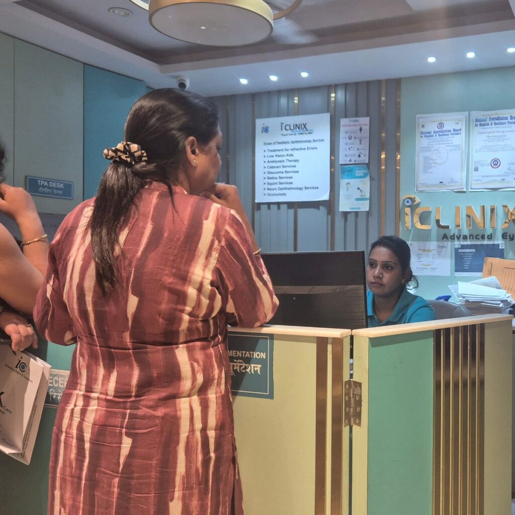Patients at the IClinix reception desk