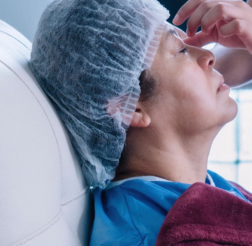 Patient being prepared for eye surgery