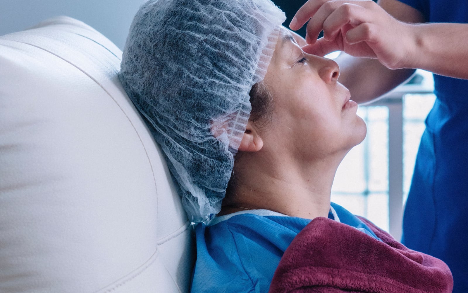 Patient being prepared for eye surgery