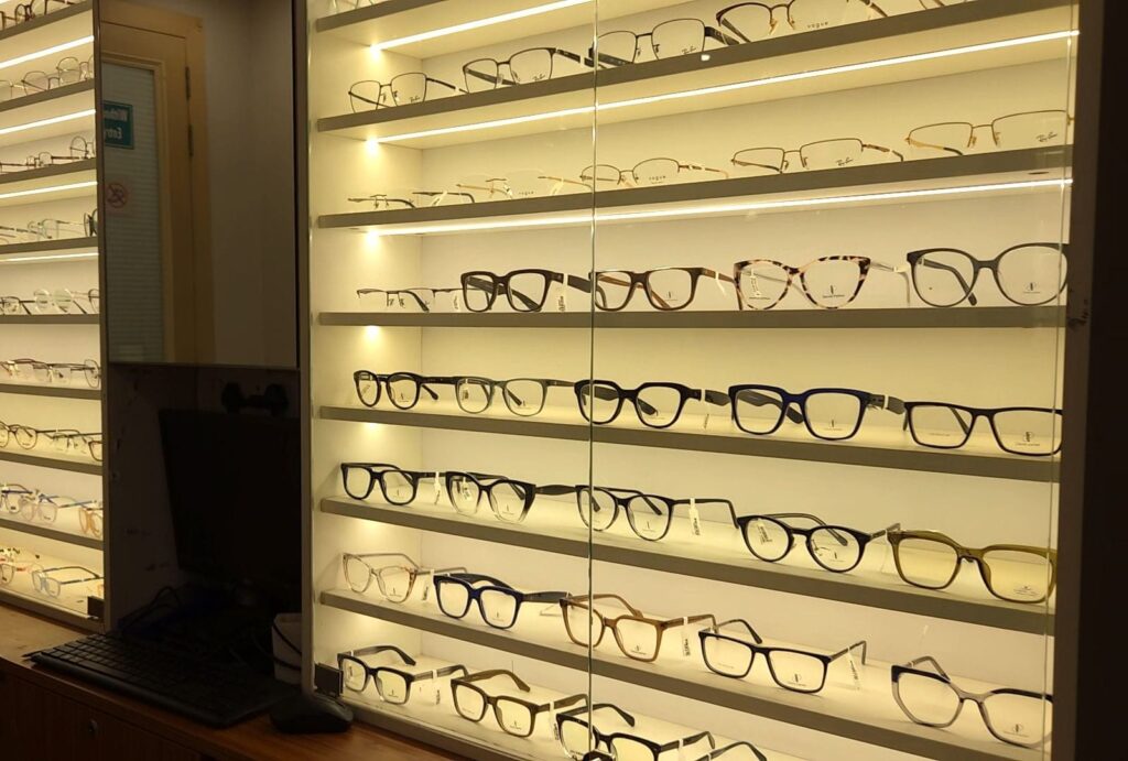 Frames on display at the optical counter