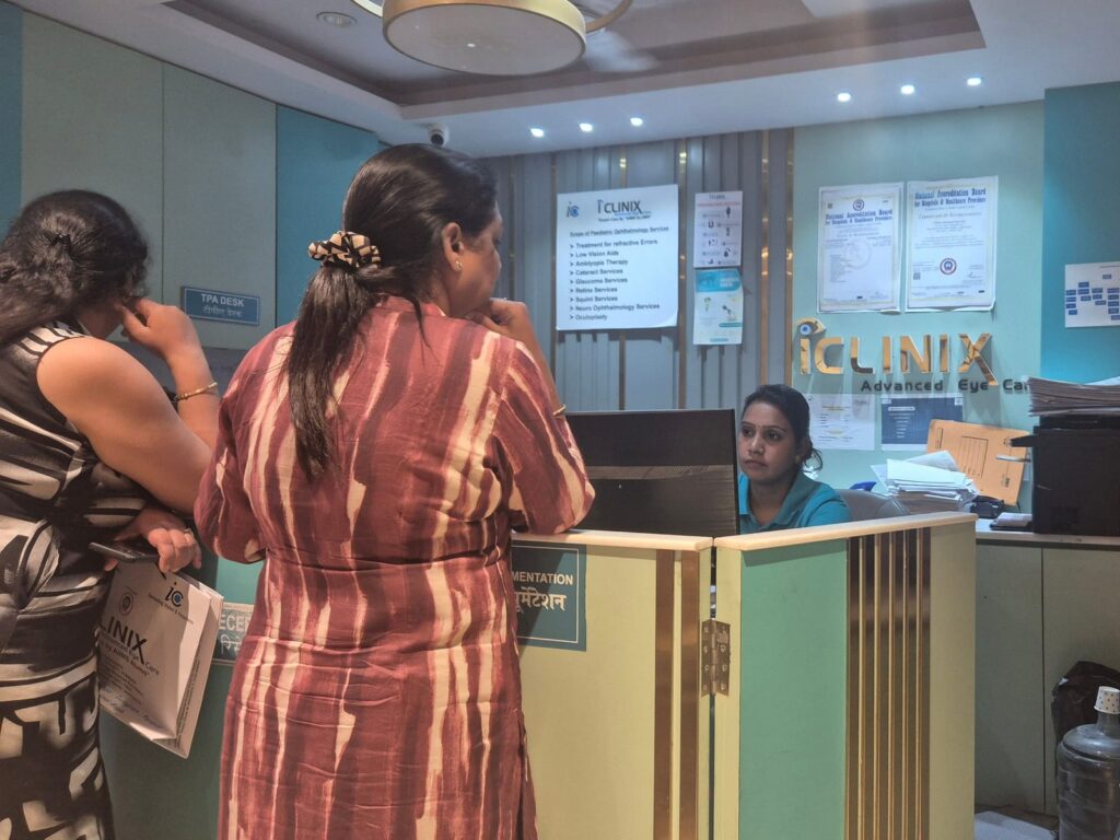 Patients at the IClinix reception desk